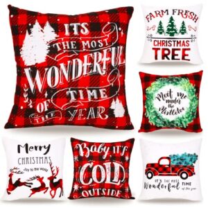 Read more about the article Mevers Christmas Pillow Covers 18×18 Inch Set of 6, Xmas Christmas Decorations Cushion Pillow Cover Buffalo Plaid Farmhouse Throw Pillows Gift for Holiday Couch Home Décor