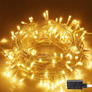 Read more about the article Christmas String Lights, 33FT 100 LEDs Indoor Outdoor Fairy Lights 8 Flashing Modes with End-to-End Plug, Waterproof Fairy Lights for Bedroom Wall Wedding Party Decorations – (Warm White)