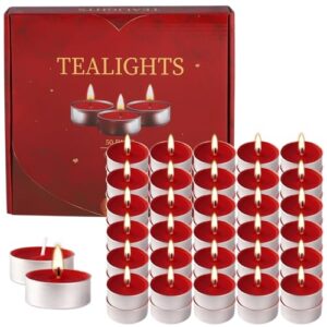 Read more about the article Set of 50 Red Tealight Votive Candles, Unscented, Smokeless, Dripless, Long Burning 4 Hour, for Emergency,Dinners,Parties,Wedding Churches