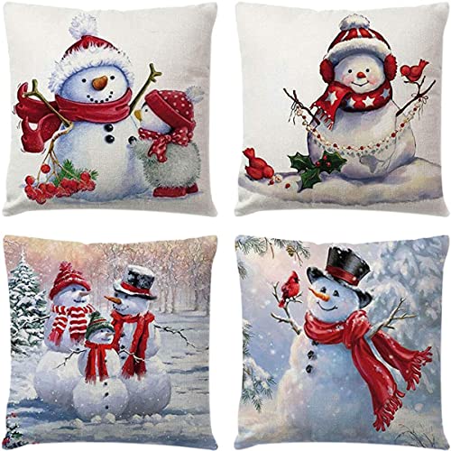 You are currently viewing Zivisk Christmas Snowman Throw Pillow Covers 18 x 18 inch Set of 4 Decorative Cushion Covers Xmas Winter Holiday Decor Pillowcase