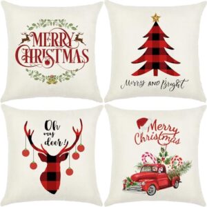 Read more about the article AUMA Christmas Throw Pillow Covers 18×18 inch – Christmas Decorations Tree Reindeer Pillow Cushion Covers Home Decorative Pillowcase for Couch Sofa Bed Breathable Linen with Hidden Zipper