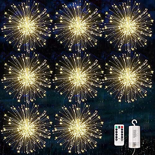 You are currently viewing 8 Pack DIY LED Copper Wire Fireworks Lights, Battery Operated Waterproof Fairy String Lights with 8 Mode Dimmable Twinkle Remote Control for Birthday Decorations