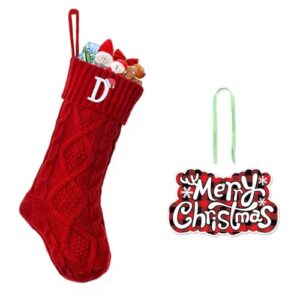 Read more about the article CRSTAFU Initials D Christmas Stockings, 20 Inch Large Family Personalized Monogram Embroidered Red Knitted Xmas Stocking