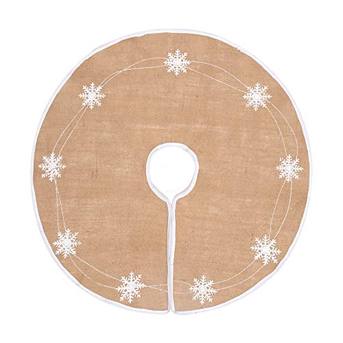 Read more about the article Christmas Tree Skirt 30 Inches Burlap Christmas Tree Skirt for Christmas Holiday Party Decorations Small Xmas Skirt Indoor Outdoor Home Office Decorations, 9 Little Snowflakes