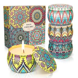 Read more about the article Scented Candles Gift Set 4.4oz × 4 Count – Rosemary, Lavender, Vanilla, Gardenia – Natural Soy Aromatherapy Chandelles Parfumées