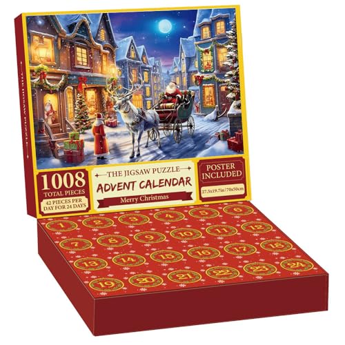 Read more about the article Advent Calendar 2024 Jigsaw Puzzle – 1008pcs in 24 Boxes – Puzzle Advent Calendar for Adults and Kids, Christmas Countdown Puzzles Gift Home Decorations (Blue)