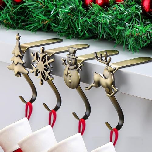 Read more about the article OUFINI Christmas Stocking Holders for Mantle Set of 4, Christmas Stocking Hangers for Mantel, Christmas Stocking Hooks for Mantle,Stocking Mantle Hangers, Bronze Stocking Hangers for Mantle