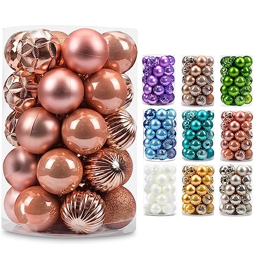 You are currently viewing AMS 34ct Christmas Ball Mini Ornaments Party Decoration Shatterproof Festival Widgets Pendant Hanging (40mm, Rose Gold)