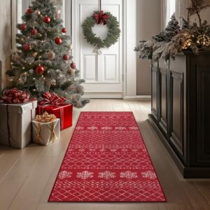 Read more about the article jinchan Christmas Runner Rug 2×6 Red Hallway Rug Xmas Snowflake Runner Kitchen Rug Washable Rug Non Slip Moroccan Carpet Holiday Decor Geometric Soft Rug for Bedroom Bathroom Laundry Living Room