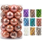 AMS 34ct Christmas Ball Mini Ornaments Party Decoration Shatterproof Festival Widgets Pendant Hanging (40mm, Rose Gold)