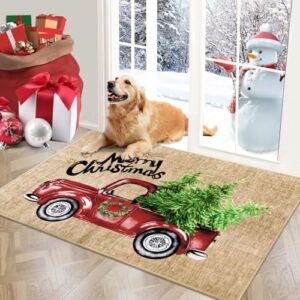 Read more about the article Vaukki Indoor Doormat, Non Slip Mud Trapper, Low-Profile Inside Floor Mats, Christmas Soft Washable Carpet for Entryway (Car, 32‘’x48”)