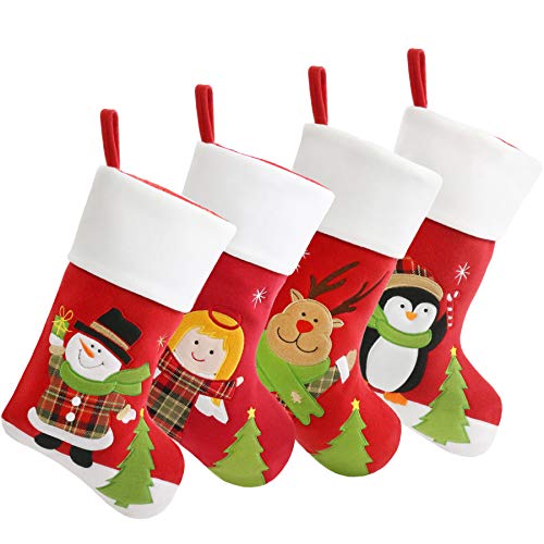 You are currently viewing BSTAOFY Christmas Stockings Set of 4 Soft Patterned Santa Claus Animals Socks for Assorted Xmas Tree Hanging Decorations Party Ornaments Gifts Kids