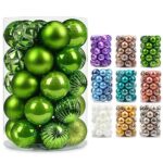 AMS 34ct Christmas Ball Mini Ornaments Party Decoration Shatterproof Festival Widgets Pendant Hanging (60mm, Green)