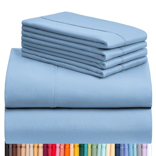 You are currently viewing LuxClub 6 PC Queen Sheet Set, Breathable Luxury Bed Sheets, Deep Pockets 18″ Wrinkle Free Cooling Sheets Machine Washable Hotel Bedding Silky Soft – Sky Queen