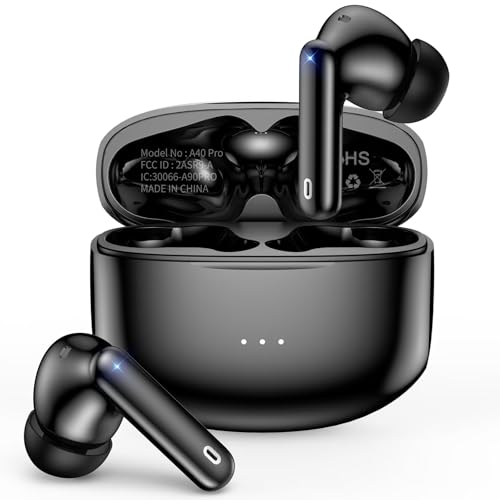 You are currently viewing HKERR Bluetooth Headphones True Wireless Earbuds with Charging Case 50H Playback LED Power Display Earphones IPX7 Waterproof in-Ear Headphones with Mic for Laptop Pad Phones Sports Workout, Black