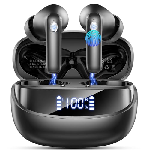 You are currently viewing Wireless Earbuds, Bluetooth 5.4 Headphones HiFi Stereo Ear Buds, 45Hrs Playtime in Ear Earbuds with 4 ENC Noise Cancelling Mics, IP7 Waterproof, LED Digital Display Wireless Earphones for Sports