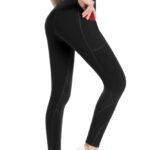 ALONG FIT High Waisted Leggings-Yoga-Pants with Pockets for Women Workout Tummy Control Leggings Sport Running Tights Black (High Waist-Black, Large)