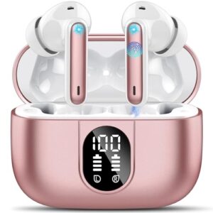 Read more about the article Wireless Earbuds, 2024 Bluetooth 5.3 Headphones HiFi Stereo Ear Bud, 40Hrs Playtime Bluetooth Earbuds with 4 ENC Noise Cancelling Mics, IP7 Waterproof, LED Display Wireless Earphones for Sport Rose