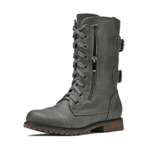 Read more about the article DREAM PAIRS Women’s Combat Military Boots Mid Calf Fall Faux Fur Lining Boots,Size 8.5,Grey,Terran