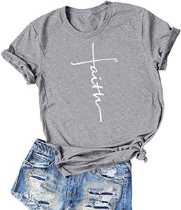 Read more about the article ALAPUSA Faith Shirts for Women Graphic Casual Short Sleeve Funny T-Shirts with Sayings Gray S