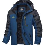 MAGCOMSEN Ski Jacket Men Water Resistant Snow Jackets for Men Rain Coat Fleece Lined Jacket with Pockets Denim Blue L