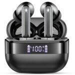 Wireless Earbuds, 2024 Bluetooth 5.4 Headphones HiFi Stereo, 40H Playtime Ear Buds with 4 ENC Noise Canceling Mics, IP7 Waterproof Bluetooth Earbuds, LED Display In Ear Earphones for Android/iOS Black