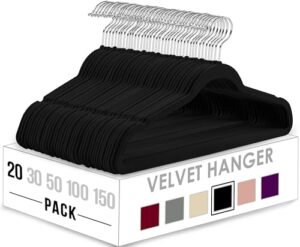 Read more about the article Utopia Home Pack of 20 Premium Non Slip Velvet Hangers 360 Degree rotatable Hook Durable & Slim Coat Hangers – Pant Hangers – Black