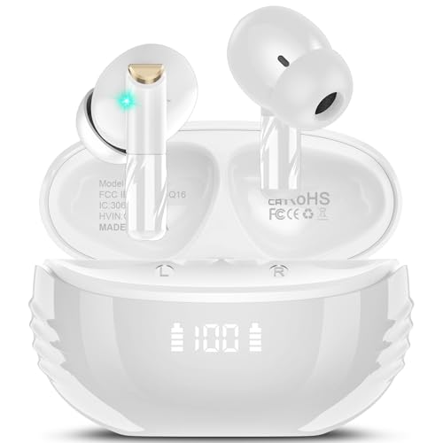 You are currently viewing Conyat Wireless Earbuds, Bluetooth 5.4 Headphones HiFi Stereo, Wireless Earphones with ENC Noise Cancelling Mic, 48H Playtime, LED Power Display, IPX7 Waterproof Bluetooth Earbuds, White