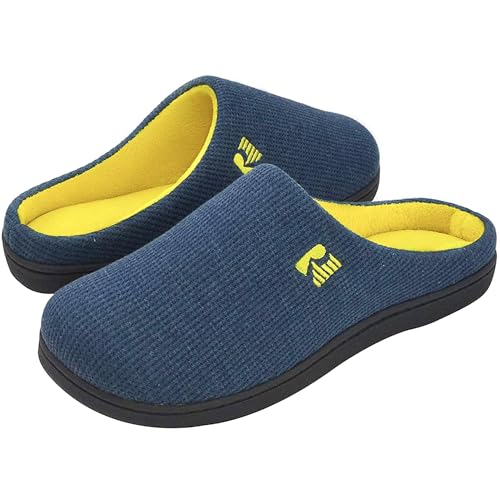 You are currently viewing RockDove Men’s Original Two-Tone Memory Foam Slipper, Size 11-12 US Men, Blue/Maize