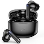 HKERR Bluetooth Headphones True Wireless Earbuds with Charging Case 50H Playback LED Power Display Earphones IPX7 Waterproof in-Ear Headphones with Mic for Laptop Pad Phones Sports Workout, Black