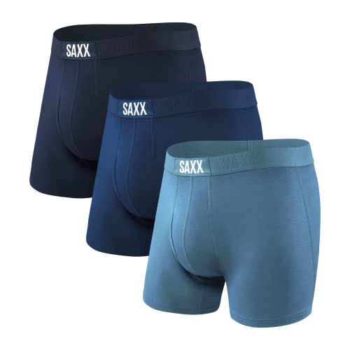 You are currently viewing Saxx Men’s Underwear – Ultra Super Soft Boxer Briefs with Fly and Built-in Pouch Support – Underwear for Men, Pack of 3, Navy/City Blue/Heritage, Medium