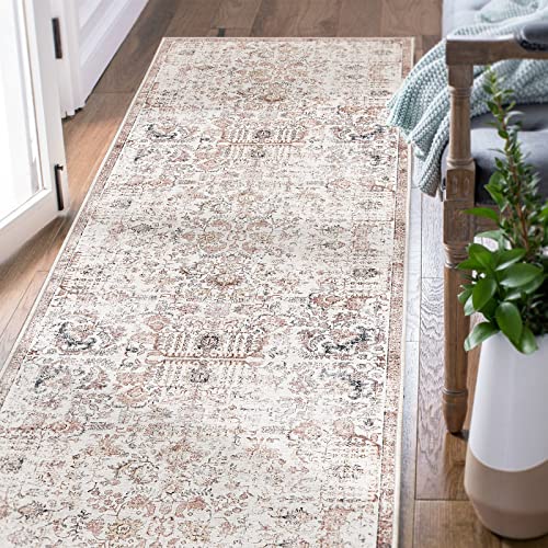 You are currently viewing JINCHAN Runner Rug 3×10 Area Rug Vintage Indoor Floor Cover Washable Rug Retro Distressed Carpet Red Multi Floral Print Country Accent Rug Non Slip for Bathroom Kitchen Bedroom Living Room