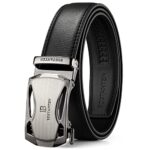 Belts Men,BOSTANTEN Men’s Leather Ratchet Dress Belt with Automatic Sliding Buckle Black