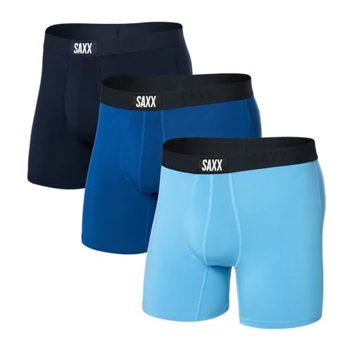 Read more about the article Saxx Men’s Underwear – Vibe Super Soft Boxer Briefs with Built-in Pouch Support – Underwear for Men, Pack of 3, Navy/City Blue/Heritage, Medium