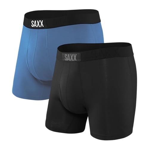 You are currently viewing SAXX Underwear Co. Men’s Ultra Super Soft Boxer Brief Fly 2Pk, Racer Blue/Black, Medium