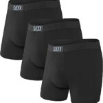 Saxx Men’s Underwear – Vibe Super Soft Boxer Briefs with Built-in Pouch Support – Underwear for Men,Pack of 3,Black,Medium