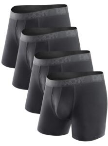 Read more about the article DAVID ARCHY Mens Underwear Breathable Boxer Briefs Bamboo Rayon Super Soft Trunks with Fly in 4 Pack (XL, Black – 5.5 inch)