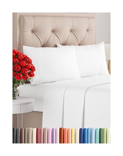 Read more about the article Queen Size 4 Piece Sheet Set – Comfy Breathable & Cooling Sheets – Hotel Luxury Bed Sheets for Women & Men – Deep Pockets, Easy-Fit, Extra Soft & Wrinkle Free Sheets – White Oeko-Tex Bed Sheet Set