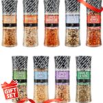 Soeos Spice Seasoning Set of 9 Individual Spice Grinder, Pure and Fresh BBQ Seasoning, Perfect for Seasoning Gift Set, Grilling Spice, Pepper Grinder.