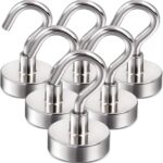 DIYMAG Magnetic Hooks, 30Lbs Strong Heavy Duty Cruise Magnet S-Hooks for Classroom, Fridge, Workplace and Office etc, Screw in Hooks, 6 Pack-Silver