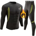 YESURPRISE Men’s Thermal Underwear Sets Base Layer Set Fleece Sweat Quick Drying (Black, Large)