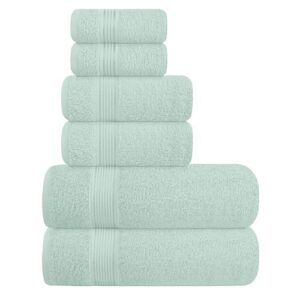 Read more about the article GLAMBURG Ultra Soft 6 Pack Cotton Towel Set, Contains 2 Bath Towels 28×55 inches, 2 Hand Towels 16×24 inches & 2 Wash Coths 12×12 inches, Ideal Everyday use, Compact & Lightweight – Sea Green