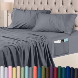 Read more about the article Utopia Bedding Queen Sheet Set – Soft Microfiber 4 Piece Hotel Luxury Bed Sheets with Deep Pockets – Embroidered Pillow Cases – Side Storage Pocket Fitted Sheet – Flat Sheet (Grey, Queen)