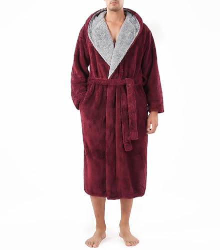 You are currently viewing David Archy Men’s Hooded Fleece Plush Soft Shu Velveteen Robe Full Length Long Bathrobe (M, Maroon)