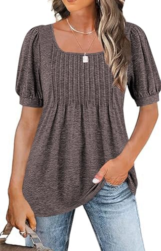 You are currently viewing Naivikid Womens T Shirts Short Sleeve Pleated Dressy Casual Summer Tops Blouses Coffee XL