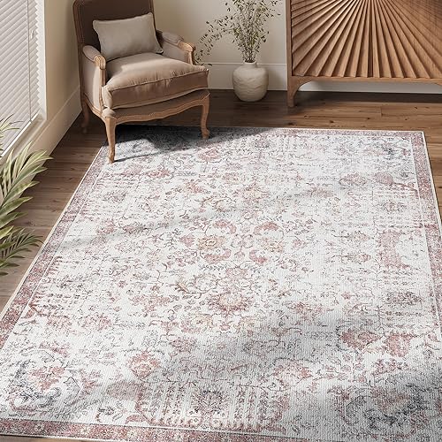 You are currently viewing JINCHAN Area Rug 3×5 Entryway Rug Door Mat Vintage Indoor Entrance Washable Rug Retro Distressed Carpet Red Multi Floral Print Country Boho Rug Non Slip Doormat Bathroom Kitchen Bedroom