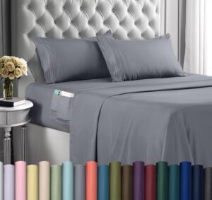 Read more about the article Utopia Bedding Queen Sheet Set – Soft Microfiber 4 Piece Hotel Luxury Bed Sheets with Deep Pockets – Embroidered Pillow Cases – Side Storage Pocket Fitted Sheet – Flat Sheet (Grey, Queen)