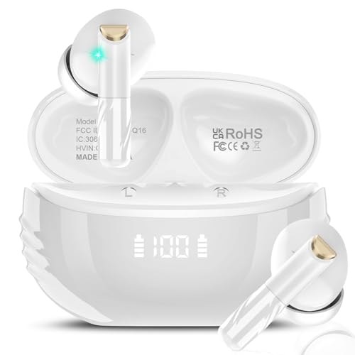 You are currently viewing Conyat Wireless Earbuds, Bluetooth 5.4 Headphones HiFi Stereo, Wireless Earphones with ENC Noise Cancelling Mic, 48H Playtime, LED Power Display, IPX7 Waterproof Bluetooth Earbuds, White