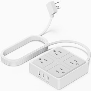 Read more about the article Flat Plug Power Bar with USB C, 4FT Ultra-Thin Extension Cord, 2 Outlet with 3 USB Ports (2 USB C), No Surge Protection for Cruise Ship, Travel Essentials, Dorm Room (4 Outlets White)