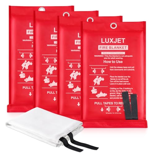 You are currently viewing LUXJET Fire Blanket Kitchen, 4 Pack Fiberglass Fire Retardant Blanket Emergency Survival Safety Cover for Kitchen, Survival Gear, Construct, Gas Station, Warehouse